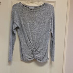 Gaze Heather Gray Twist Knot Long Sleeve Top
